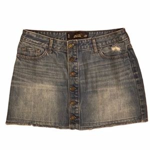 Hollister Y2K Button Front Distressed Denim Skirt